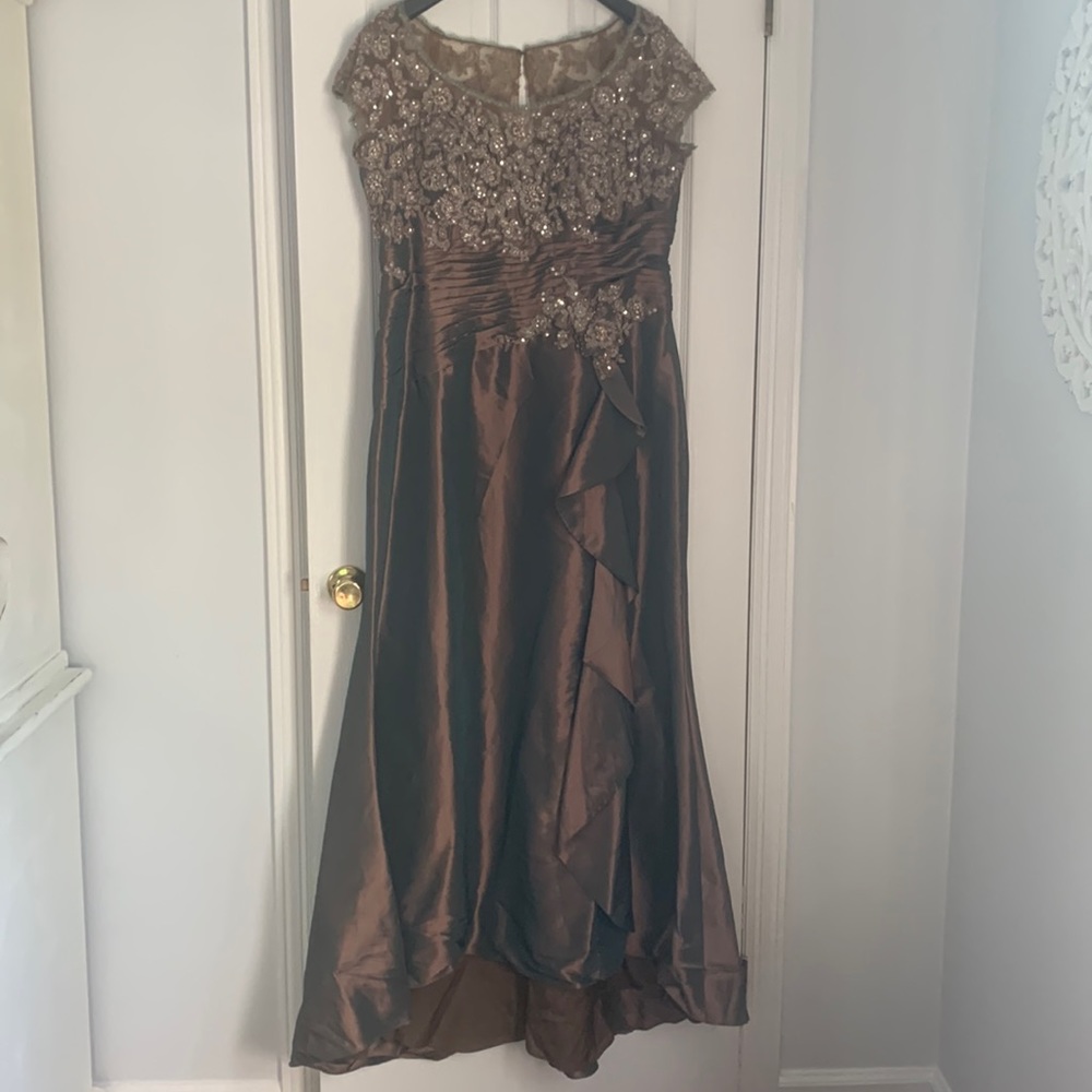 Montage by Mon Cherie size 18 bronze formal gown.